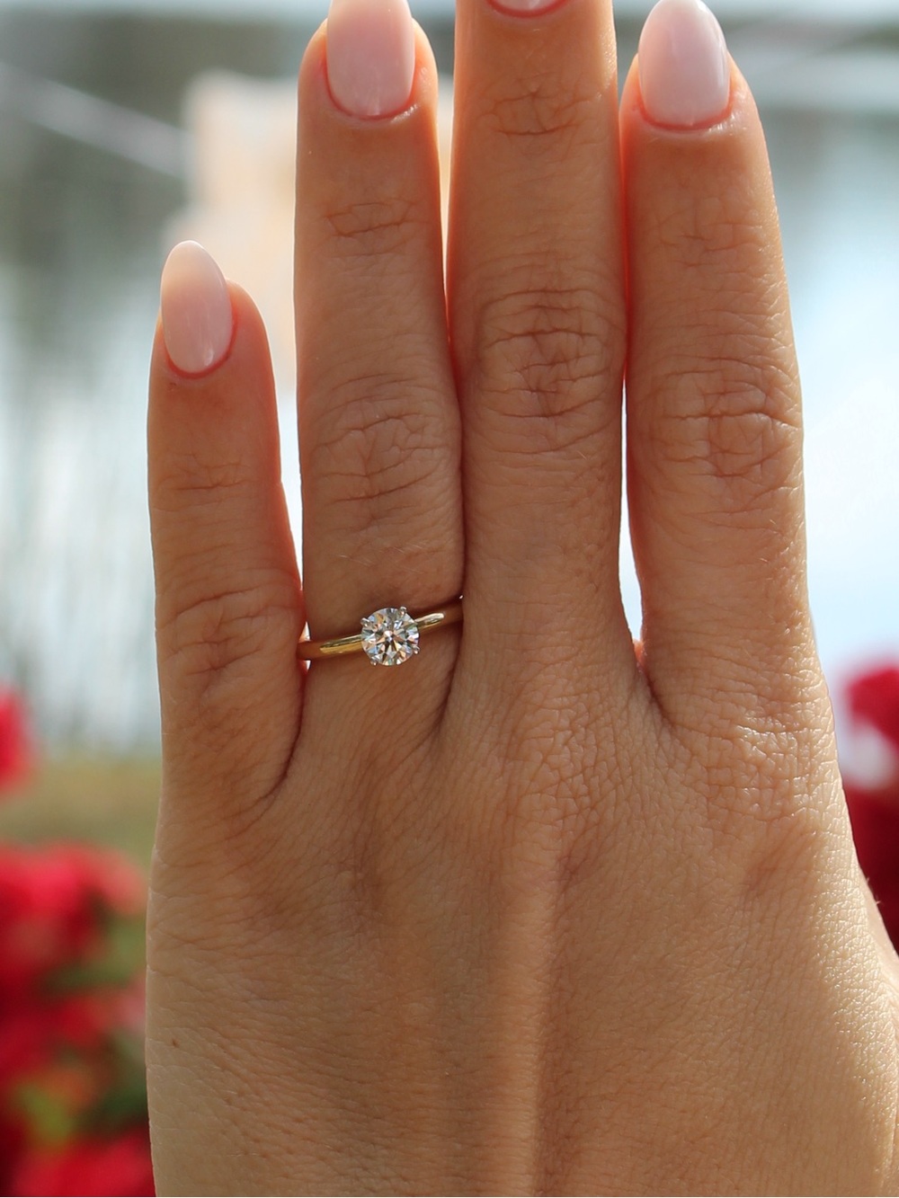 14K Gold Solitaire Engagement Ring with Wedding Band